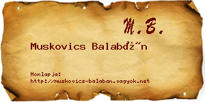 Muskovics Balabán névjegykártya